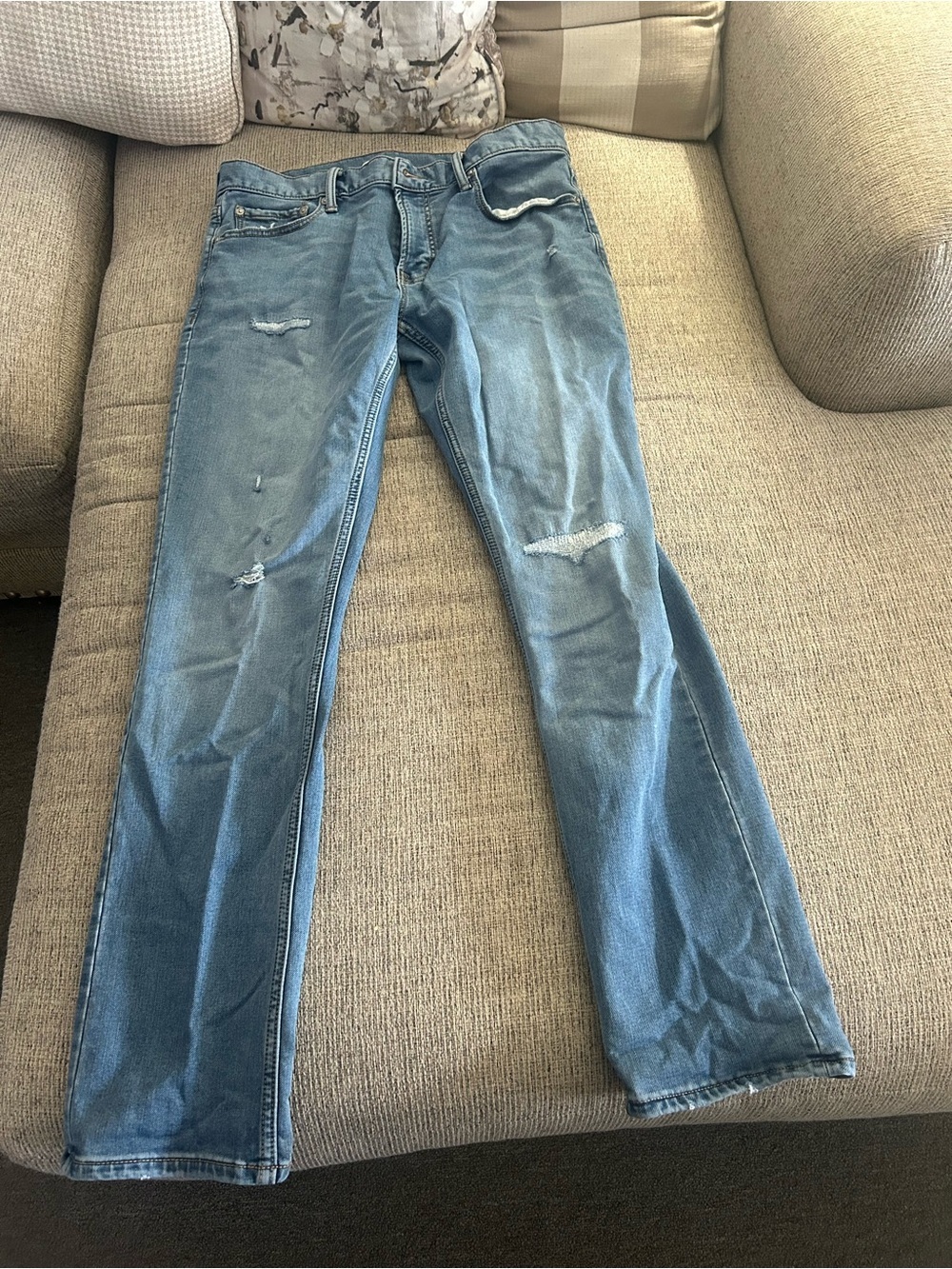 Old Navy Slim Straight Light Blue Distressed Jeans
